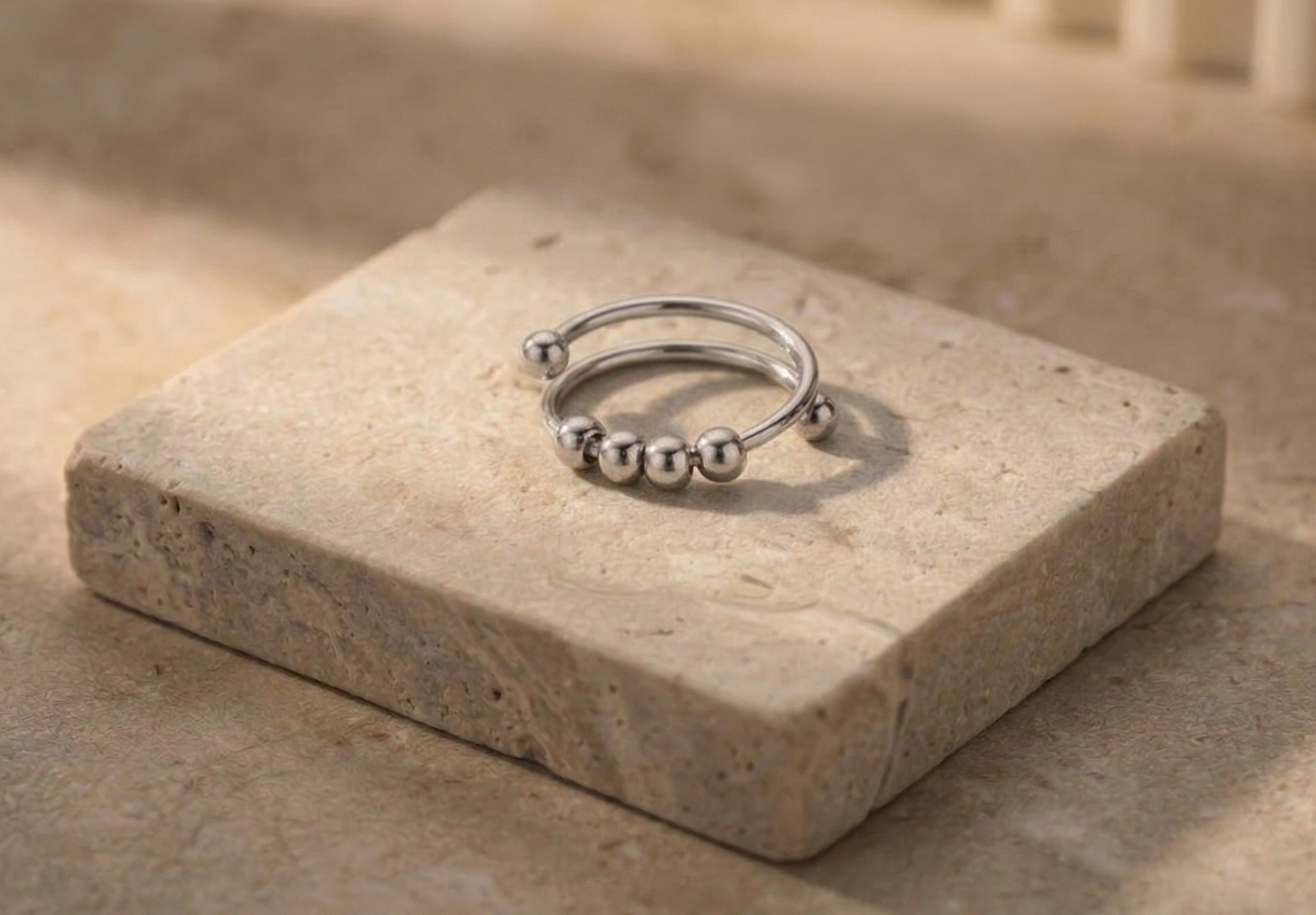fidget ring beads silber